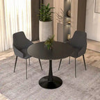 Tavolo da pranzo rotondo da 32" con piano in MDF e base a piedistallo in ferro per cucina e sala da pranzo