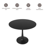 Tavolo da pranzo rotondo da 32" con piano in MDF e base a piedistallo in ferro per cucina e sala da pranzo
