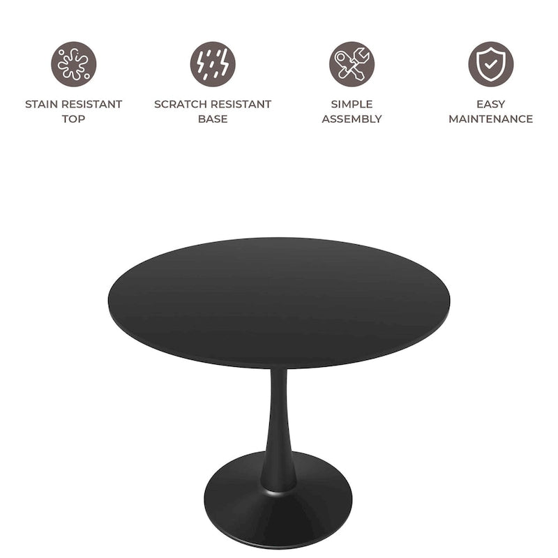 Tavolo da pranzo rotondo da 32" con piano in MDF e base a piedistallo in ferro per cucina e sala da pranzo