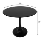 Tavolo da pranzo rotondo da 32" con piano in MDF e base a piedistallo in ferro per cucina e sala da pranzo