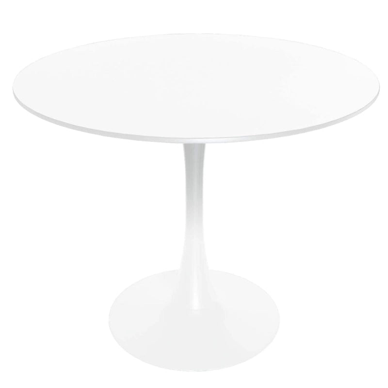 Tavolo da pranzo rotondo da 32" con piano in MDF e base a piedistallo in ferro per cucina e sala da pranzo