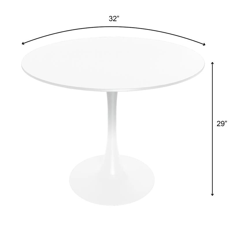 Tavolo da pranzo rotondo da 32" con piano in MDF e base a piedistallo in ferro per cucina e sala da pranzo