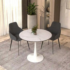 Tavolo da pranzo rotondo da 32" con piano in MDF e base a piedistallo in ferro per cucina e sala da pranzo