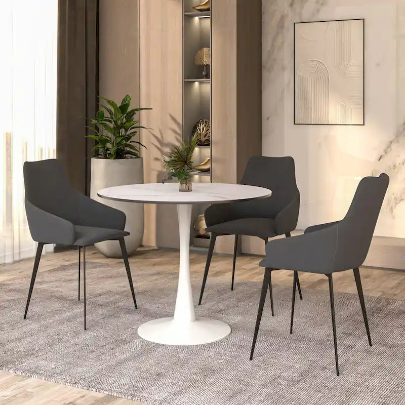 Tavolo da pranzo rotondo da 32" con piano in MDF e base a piedistallo in ferro per cucina e sala da pranzo