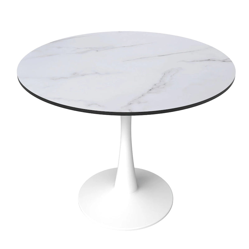 Tavolo da pranzo rotondo da 32" con piano in MDF e base a piedistallo in ferro per cucina e sala da pranzo