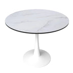 Tavolo da pranzo rotondo da 32" con piano in MDF e base a piedistallo in ferro per cucina e sala da pranzo