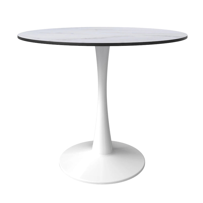 Tavolo da pranzo rotondo da 32" con piano in MDF e base a piedistallo in ferro per cucina e sala da pranzo
