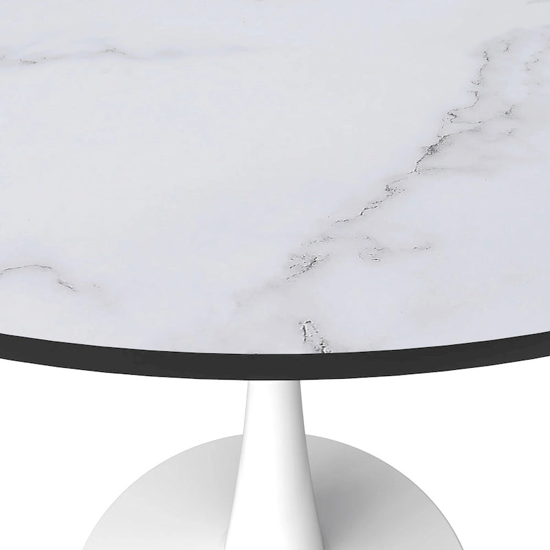 Tavolo da pranzo rotondo da 32" con piano in MDF e base a piedistallo in ferro per cucina e sala da pranzo