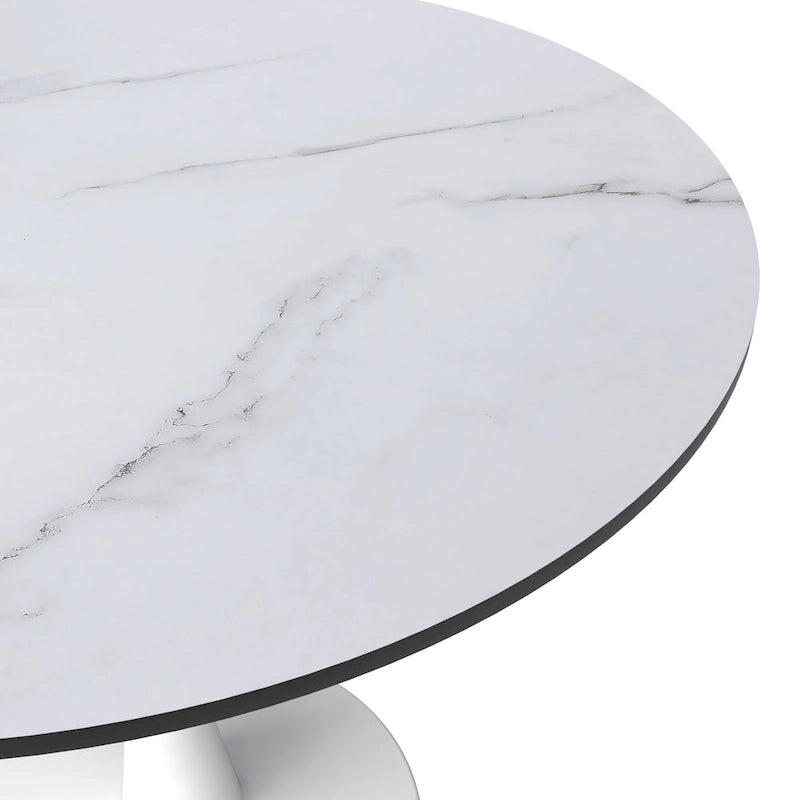 Tavolo da pranzo rotondo da 32" con piano in MDF e base a piedistallo in ferro per cucina e sala da pranzo