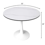 Tavolo da pranzo rotondo da 32" con piano in MDF e base a piedistallo in ferro per cucina e sala da pranzo