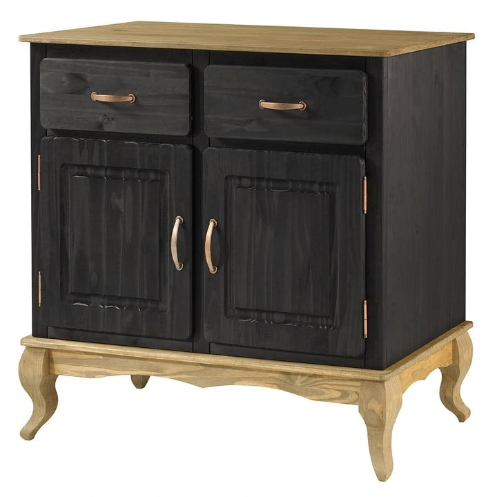 Credenza a buffet in legno con finitura a cera colorata