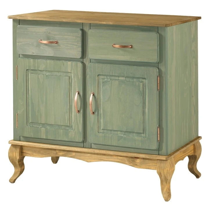 Credenza a buffet in legno con finitura a cera colorata