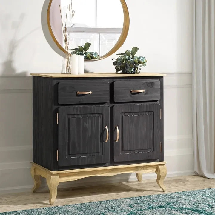 Credenza a buffet in legno con finitura a cera colorata