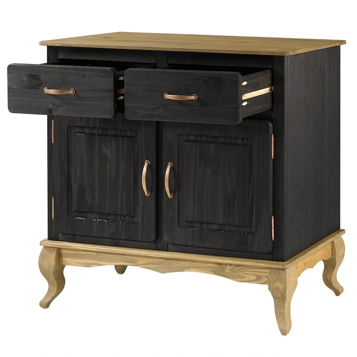 Credenza a buffet in legno con finitura a cera colorata