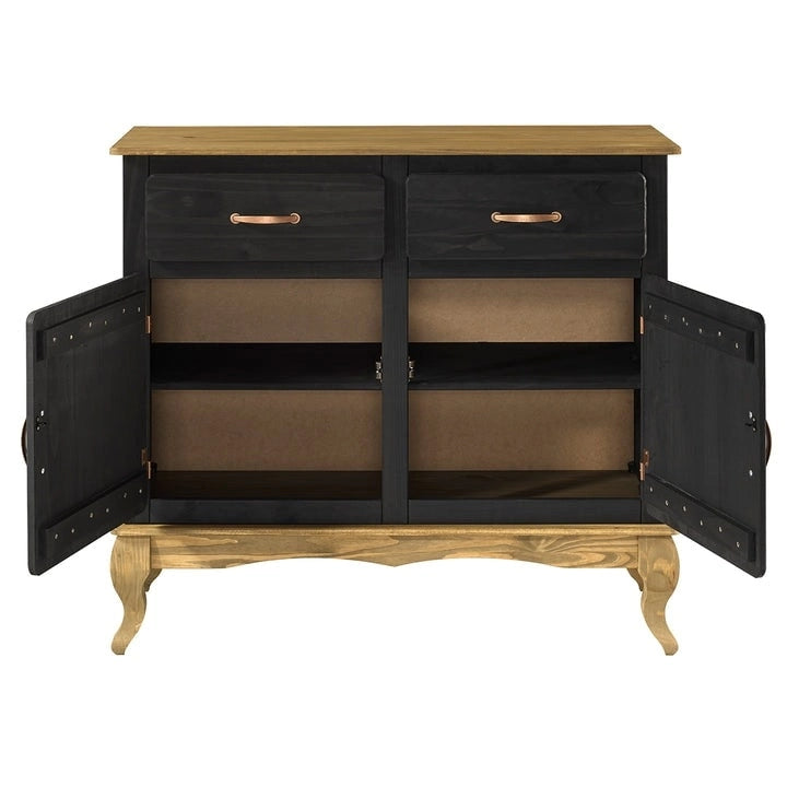 Credenza a buffet in legno con finitura a cera colorata