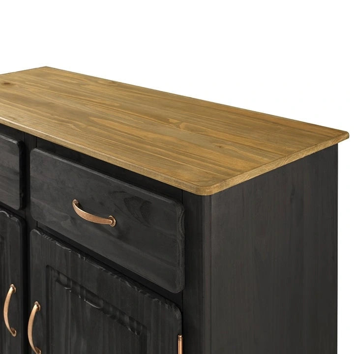 Credenza a buffet in legno con finitura a cera colorata