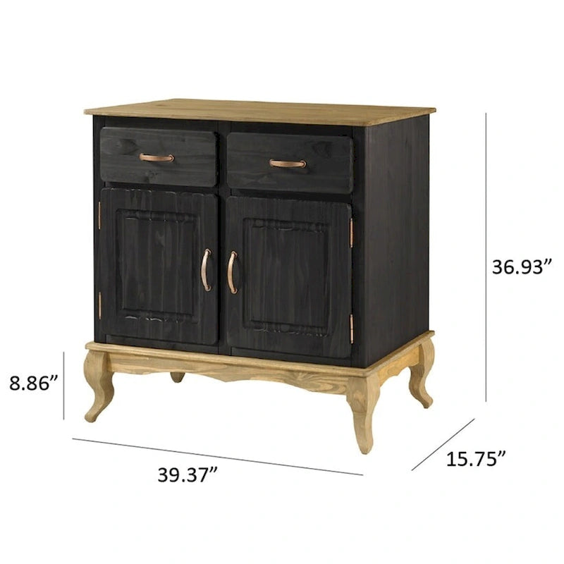 Credenza a buffet in legno con finitura a cera colorata