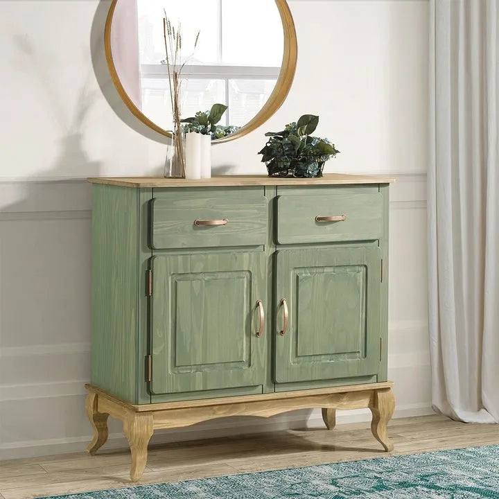 Credenza a buffet in legno con finitura a cera colorata