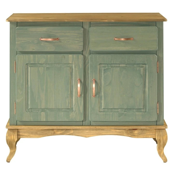 Credenza a buffet in legno con finitura a cera colorata