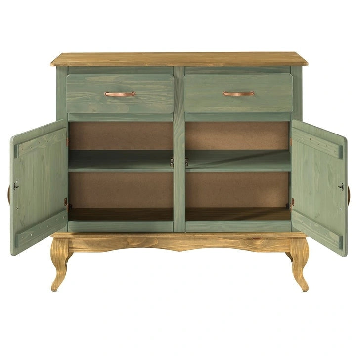 Credenza a buffet in legno con finitura a cera colorata