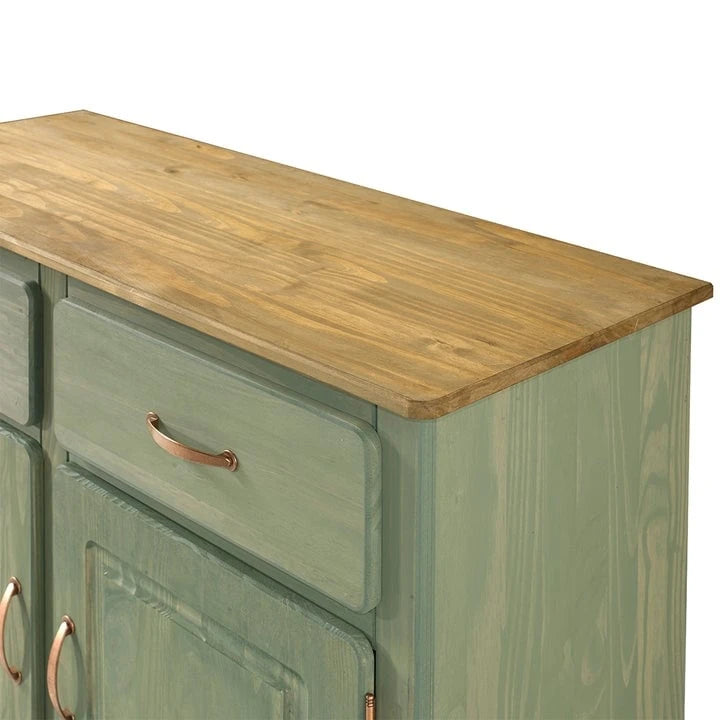 Credenza a buffet in legno con finitura a cera colorata
