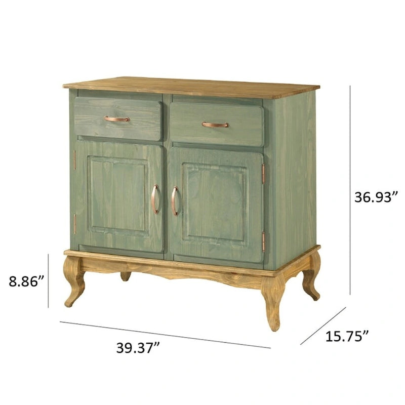 Credenza a buffet in legno con finitura a cera colorata