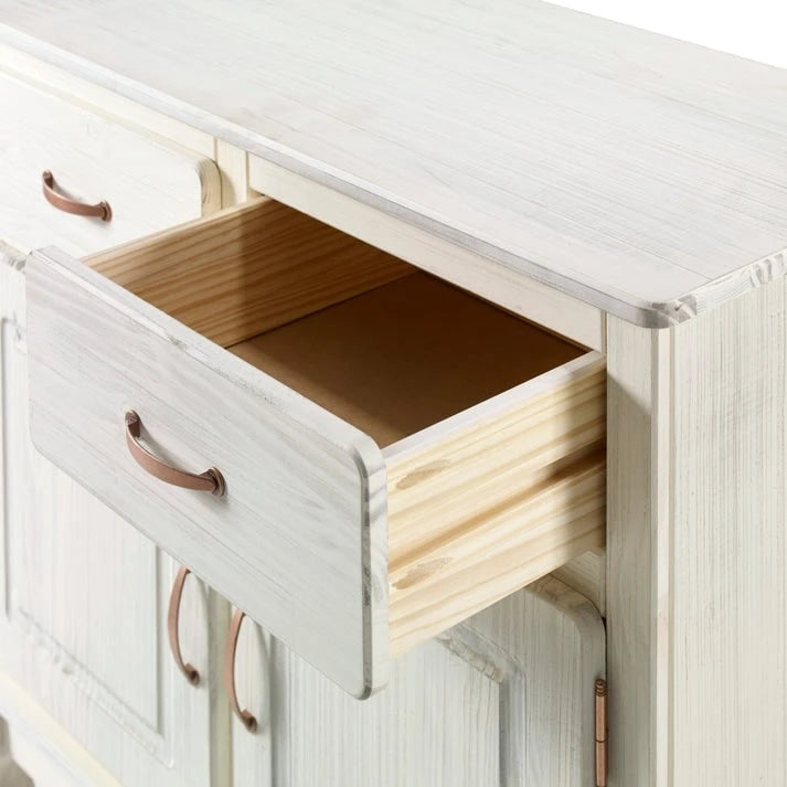 Credenza a buffet in legno con finitura a cera colorata