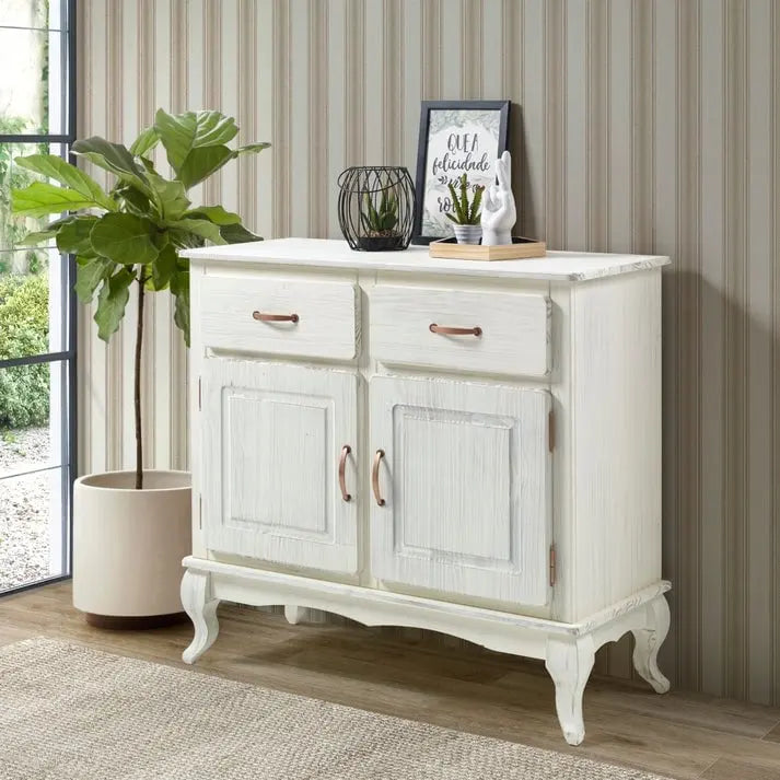 Credenza a buffet in legno con finitura a cera colorata