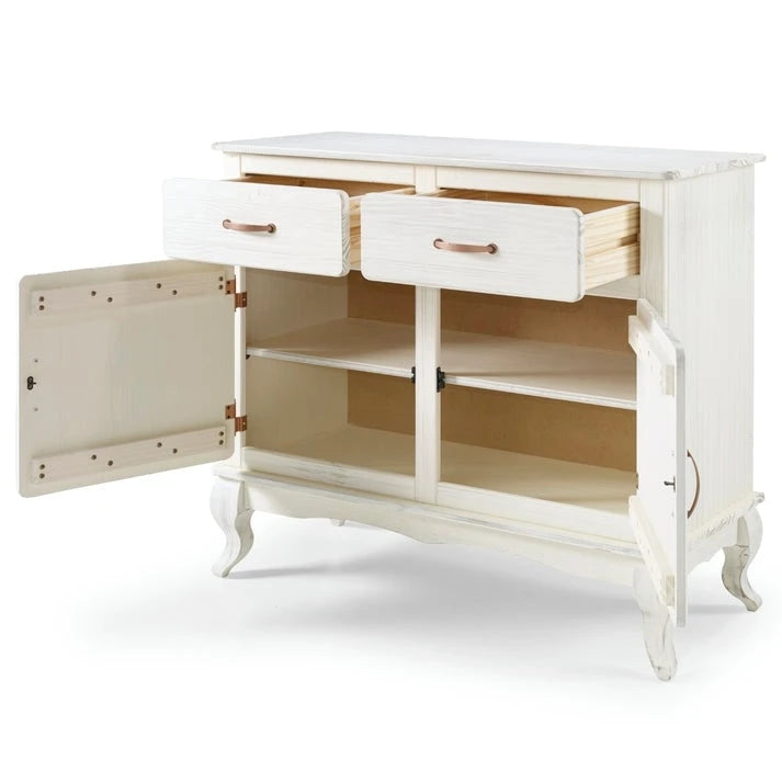 Credenza a buffet in legno con finitura a cera colorata