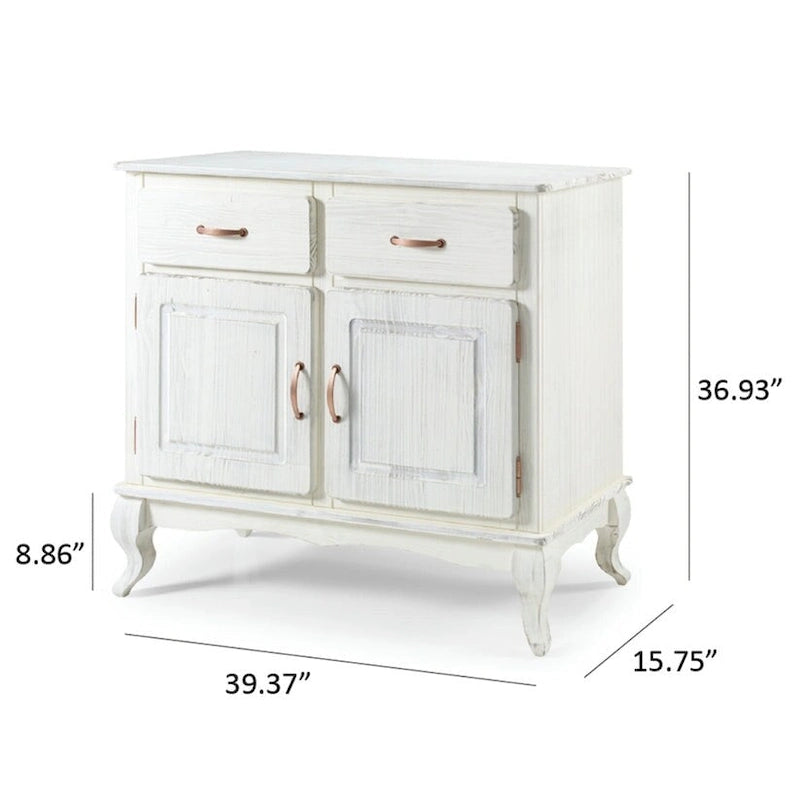 Credenza a buffet in legno con finitura a cera colorata