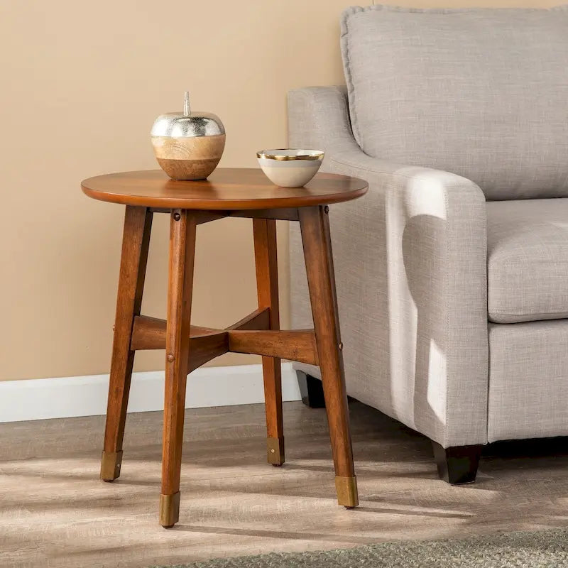 Tavolino rotondo in legno stile Mid-Century Modern