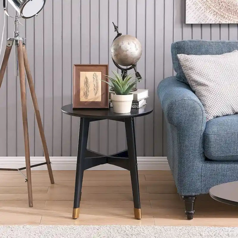 Tavolino rotondo in legno stile Mid-Century Modern