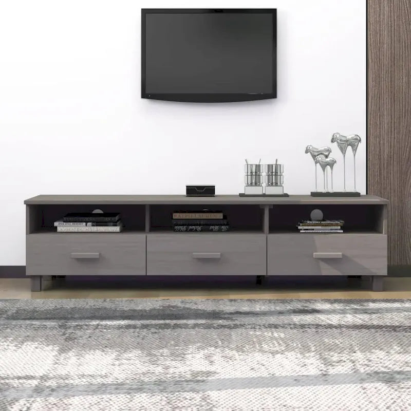 Mobile Porta TV con Cassetti e Vani - Legno Massello di Pino, 158x40x40 cm