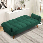 Divano Letto Futon Convertibile con Schienale Regolabile e 2 Braccioli a Cuscino