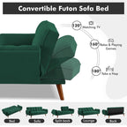 Divano Letto Futon Convertibile con Schienale Regolabile e 2 Braccioli a Cuscino