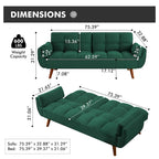 Divano Letto Futon Convertibile con Schienale Regolabile e 2 Braccioli a Cuscino