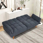 Divano Letto Futon Convertibile con Schienale Regolabile e 2 Braccioli a Cuscino