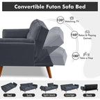 Divano Letto Futon Convertibile con Schienale Regolabile e 2 Braccioli a Cuscino