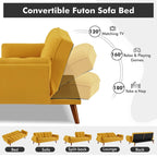 Divano Letto Futon Convertibile con Schienale Regolabile e 2 Braccioli a Cuscino