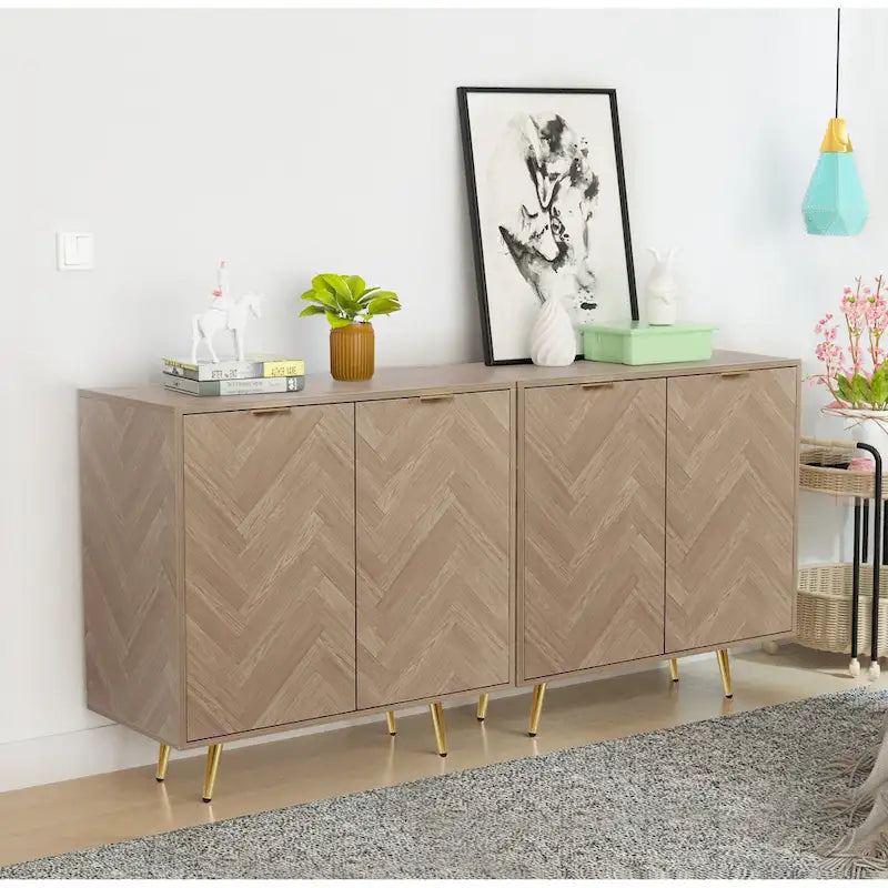 Madia moderna in legno a 2 ante con ripiano regolabile - 78,2 cm L x 39,9 cm P x 77,5 cm H