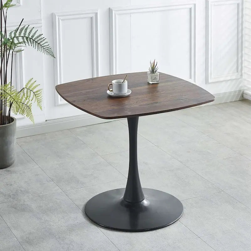 Tavolo da pranzo rotondo con piedistallo e piano in MDF