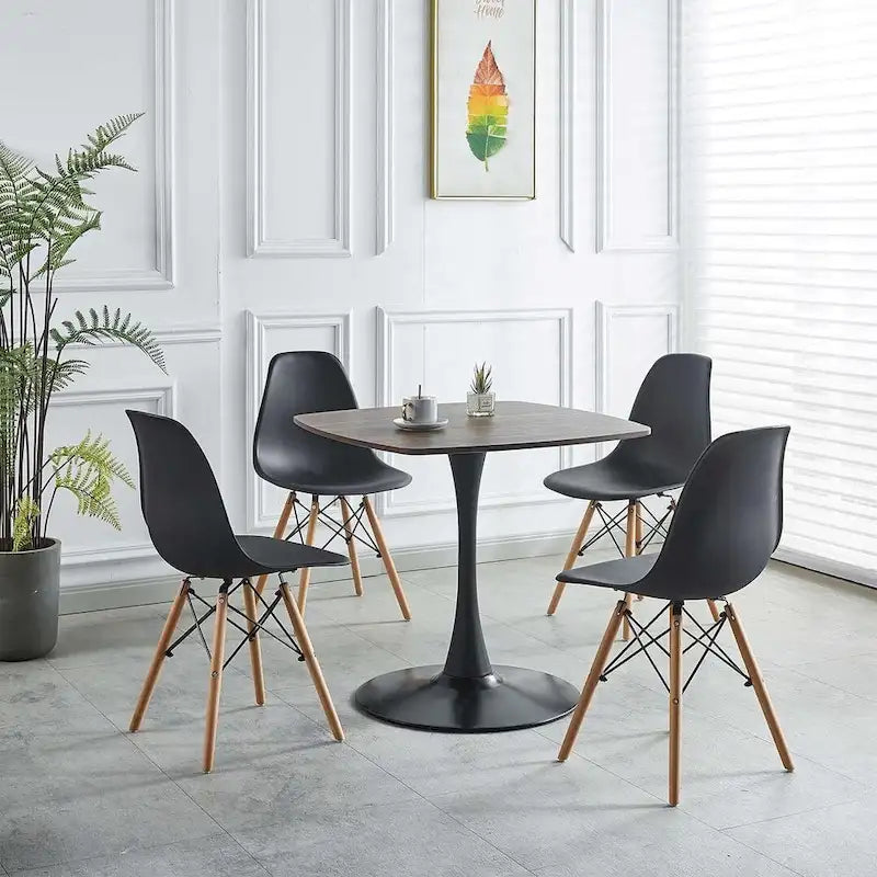 Tavolo da pranzo rotondo con piedistallo e piano in MDF