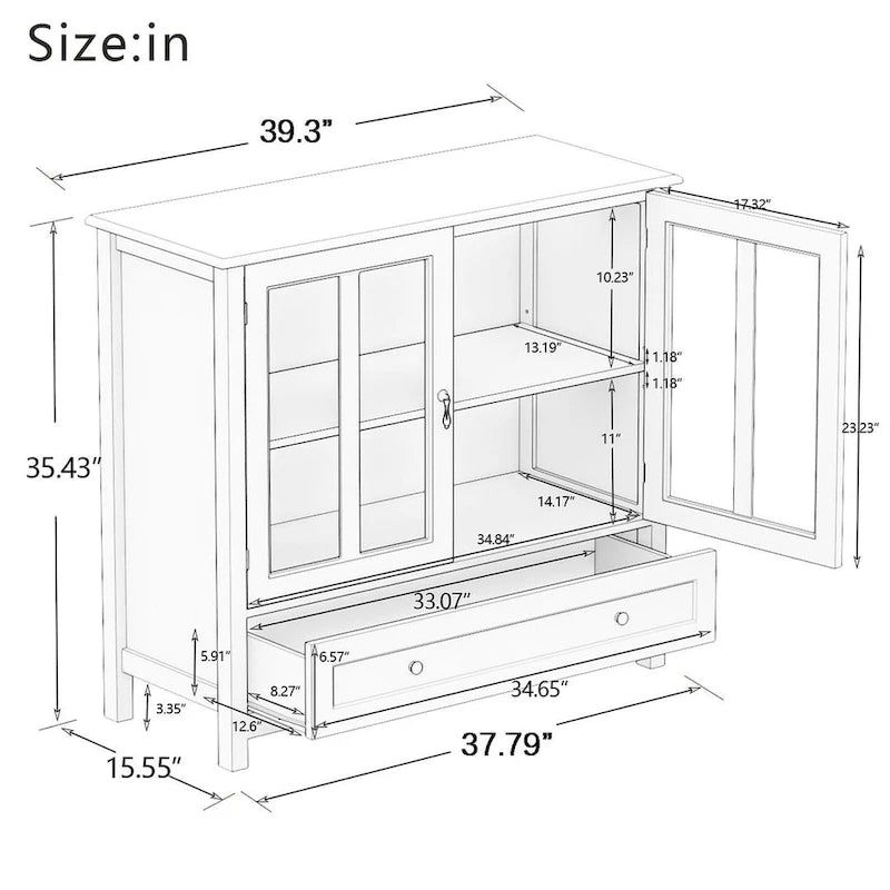 Mobile credenza con ante in vetro