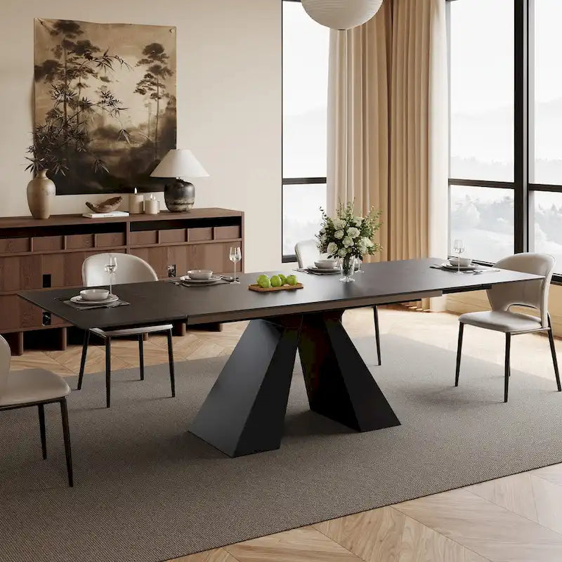 Tavolo da pranzo allungabile con piano in pietra sinterizzata, 6–10 posti a sedere